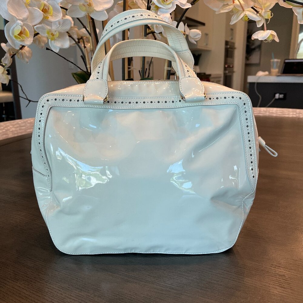 Fratelli Rossetti white patent top handle bag